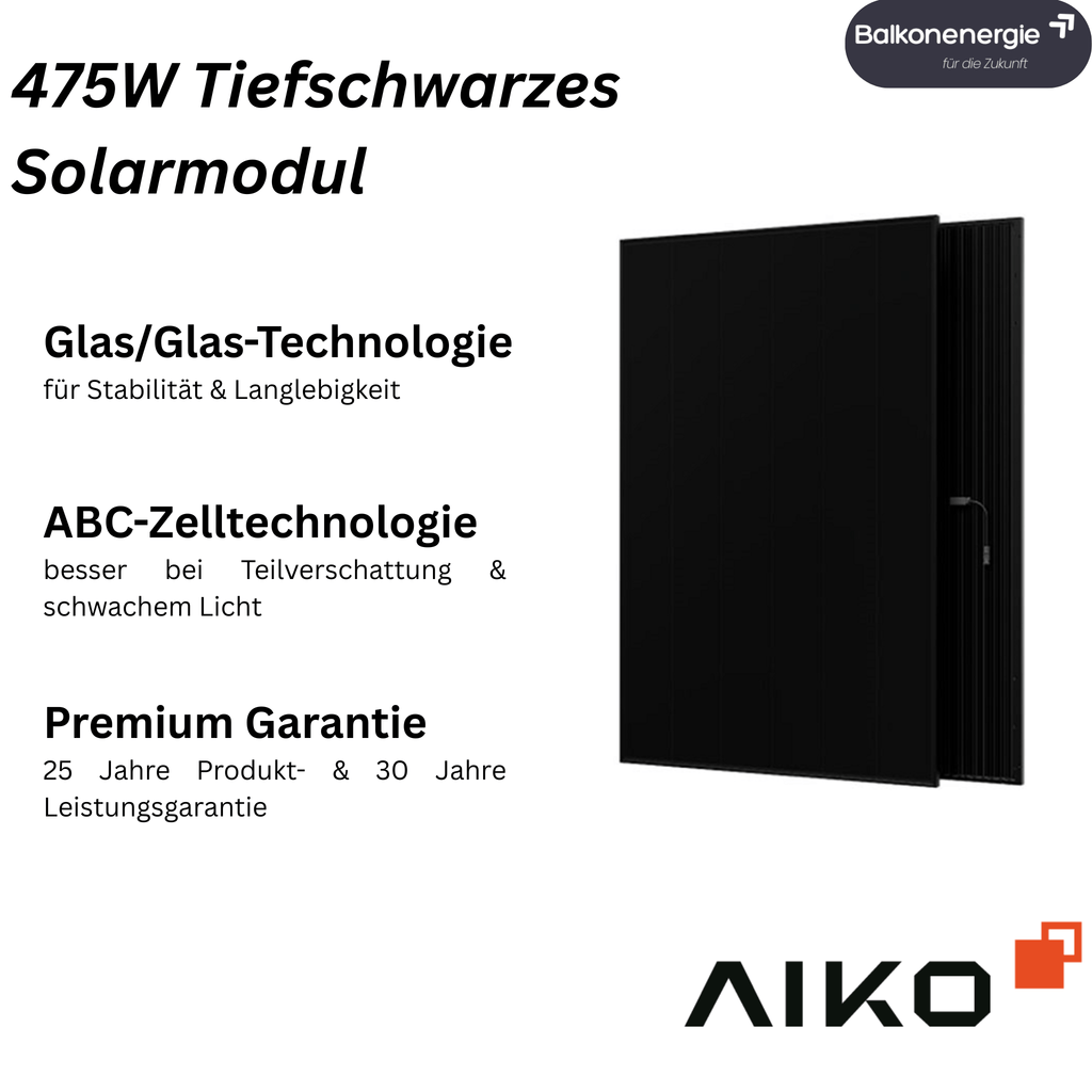 AIKO Neostar 3s+ 475 W – Hochleistungs - Glas/Glas Modul - mit MwSt. - Balkon - Energie