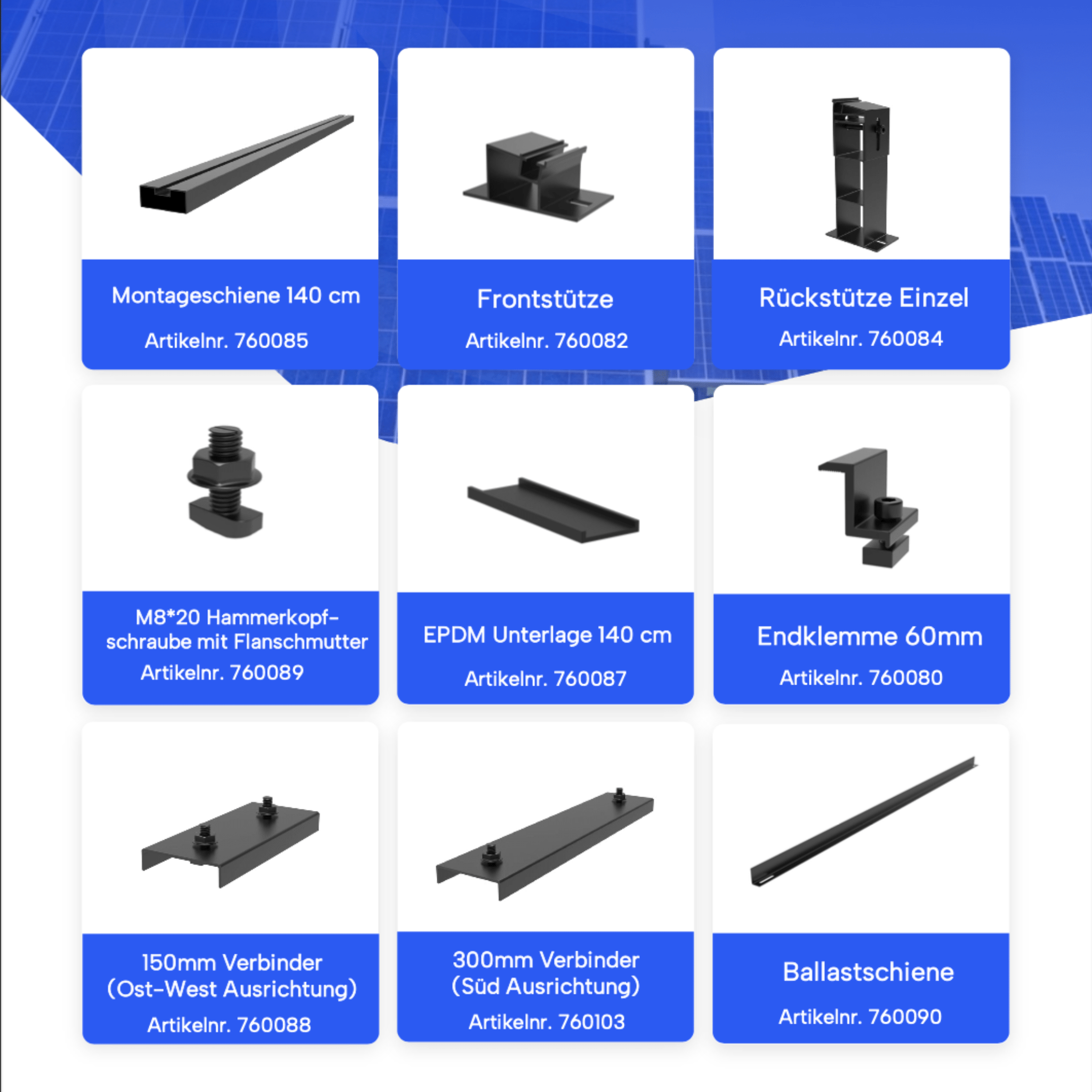 Flachdach - Set PEEEK Unterkonstruktion Full Black – 2–8 Solarmodule - Balkon - Energie