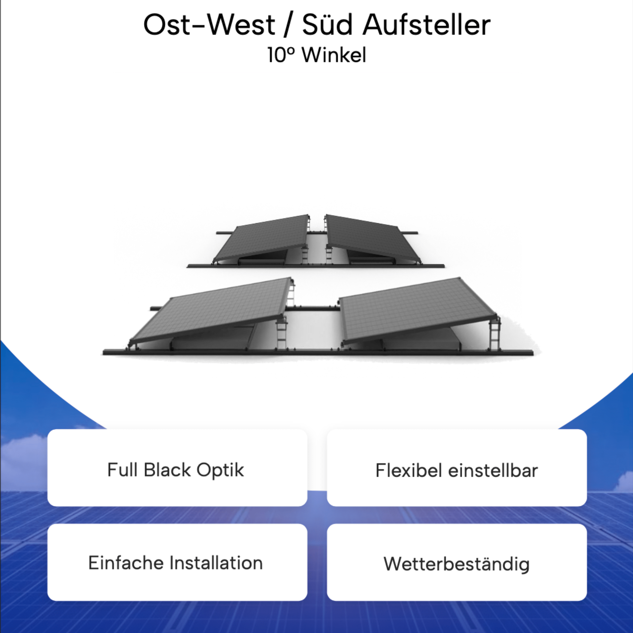 Flachdach - Set PEEEK Unterkonstruktion Full Black – 2–8 Solarmodule - Balkon - Energie