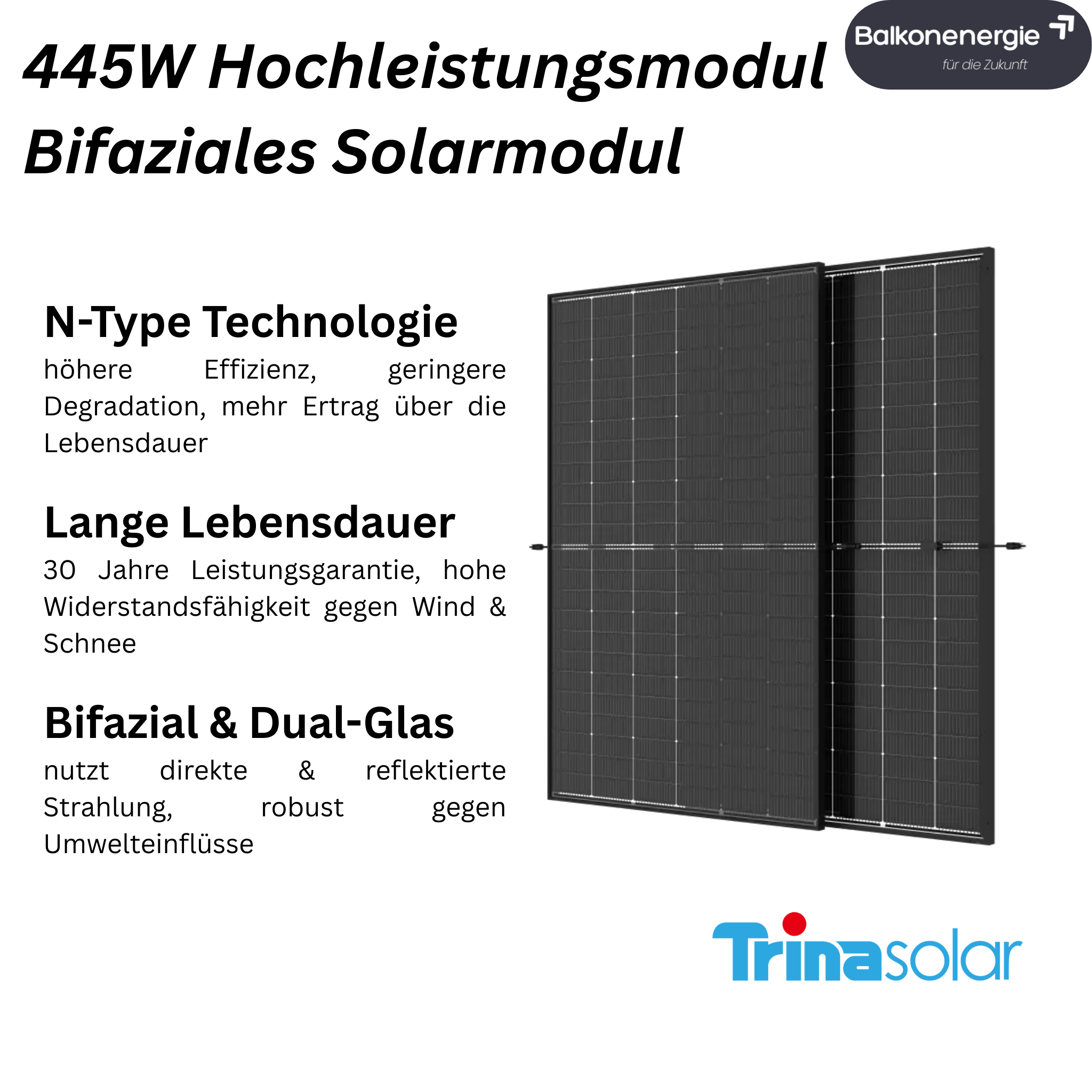 Trina Solar Vertex S+ 445 W Bifacial - Balkon - Energie